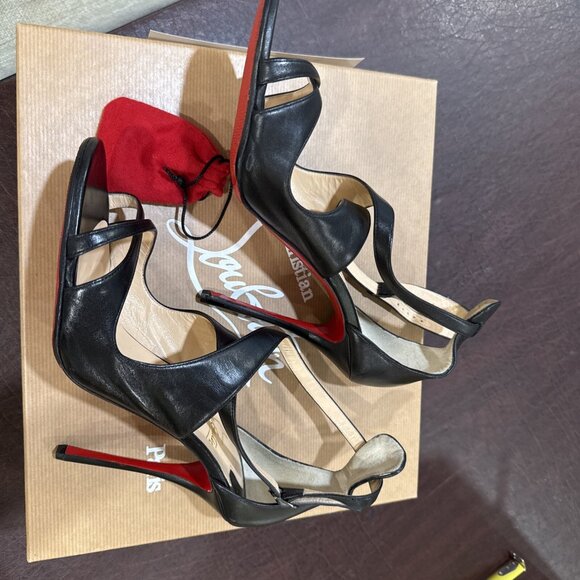 Christian Louboutin Malefissima Napa Shiny Black Stilettos 100 - Picture 3 of 11